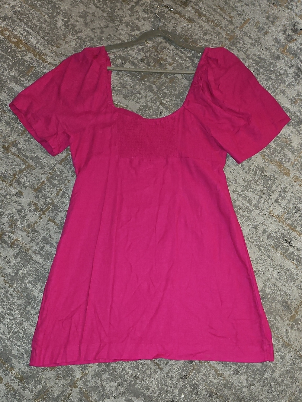 A New Day Puff Sleeve Linen Blend Dress Dark Pink XL - Picture 7 of 8